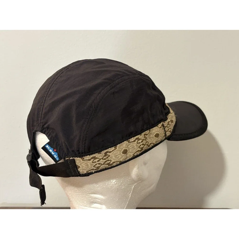 Kavu Synthetic Strapcap Hat Cap Size Medium Black Beige Trim 4 Panel Sports USA